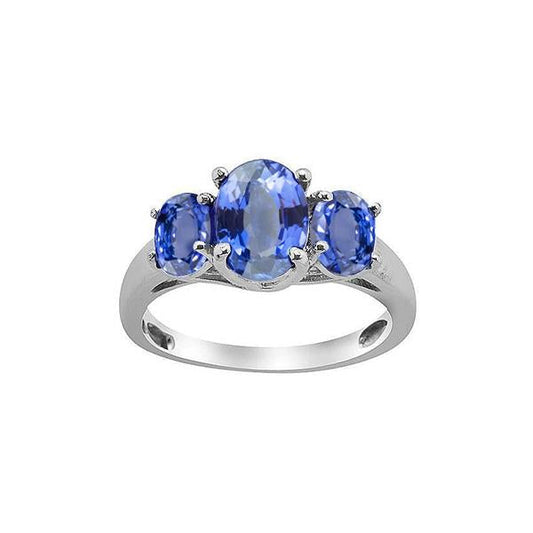 3 Stone Oval Sri Lankan Sapphire 4 Ct Gemstone Ring - Gemstone Ring-harrychadent.ca