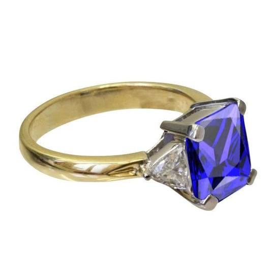 3-Stone Princess Cut Tanzanite Diamond 3.50 Carats Two Tone Ring - Gemstone Ring-harrychadent.ca