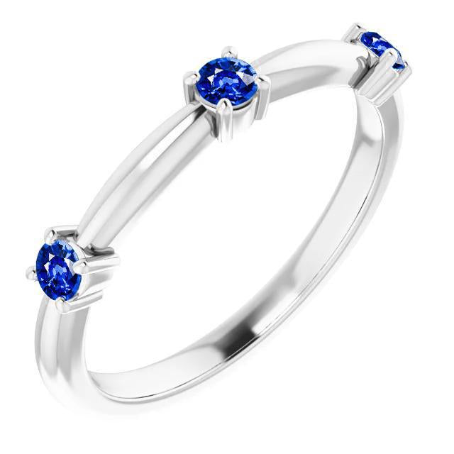 3 Stone Ring Anniversary 0.90 Carats Ceylon Sapphire Jewelry New - Gemstone Ring-harrychadent.ca