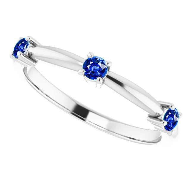 3 Stone Ring Anniversary 0.90 Carats Ceylon Sapphire Jewelry New - Gemstone Ring-harrychadent.ca