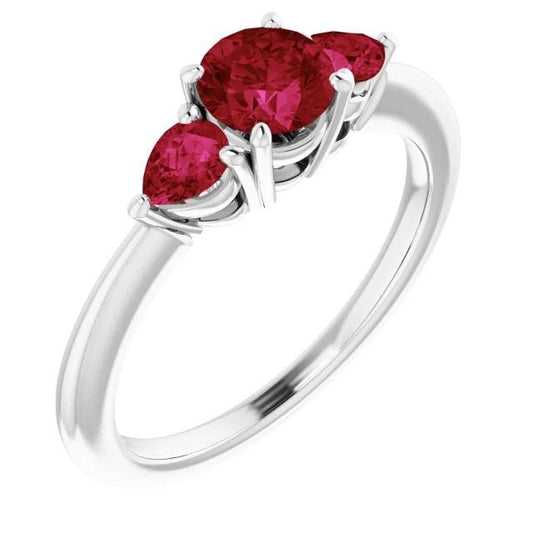 3 Stone Ruby Ring 1.50 Carats Prong Setting Ladies Jewelry - Gemstone Ring-harrychadent.ca