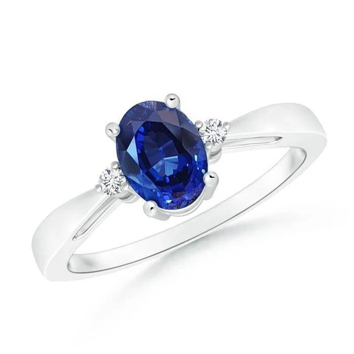 3 Stone Sri Lanka Blue Sapphire & Diamond Ring 3.20 Carats New - Gemstone Ring-harrychadent.ca