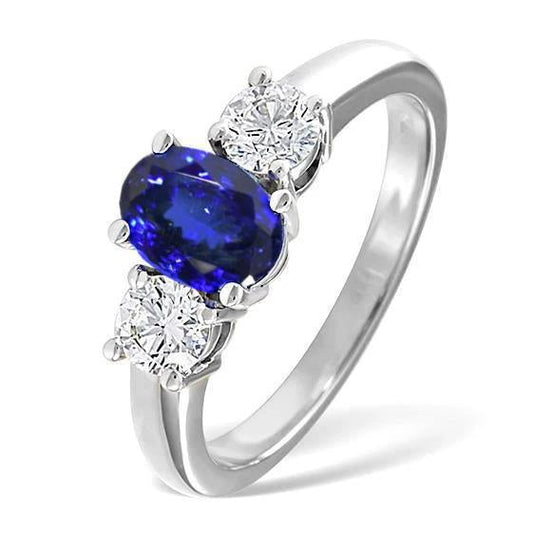 3 Stone Tanzanite And Diamonds 5.50 Carats Wedding Ring Gold 14K - Gemstone Ring-harrychadent.ca