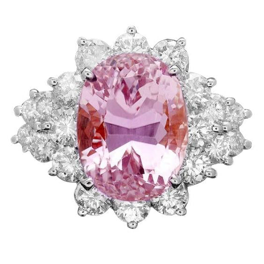 30.50 Carats Pink Kunzite Gem Stone Ring White Gold Fancy Jewelry - Gemstone Ring-harrychadent.ca