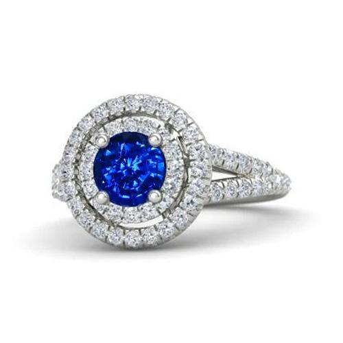 4.25 Carats Sri Lankan Sapphire And Diamond Engagement Ring 14K Gold - Gemstone Ring-harrychadent.ca