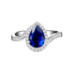 4.30 Carats Sri Lankan Sapphire And Natural Earth Mined Diamonds Ring White Gold 14K