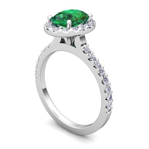 4.30 Ct Oval Green Emerald And Diamond Engagement Ring - Gemstone Ring-harrychadent.ca