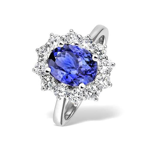 4.35 Ct Tanzanite With Diamonds Ring New White Gold 14K - Gemstone Ring-harrychadent.ca