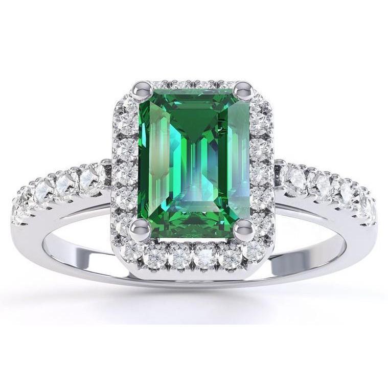4.40 Carats Green Emerald And Diamonds Wedding Ring White Gold - Gemstone Ring-harrychadent.ca