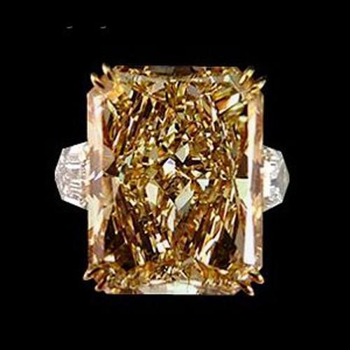 4.40 Ct. Radiant Champagne Diamond Ring Yellow Gold 14KNew - Gemstone Ring-harrychadent.ca