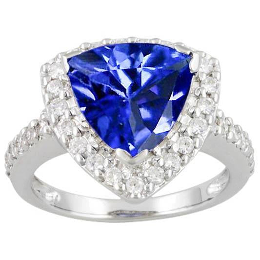 4.45 Ct. Trillion Sri Lankan Sapphire Diamond Ring Solitaire Accents - Gemstone Ring-harrychadent.ca