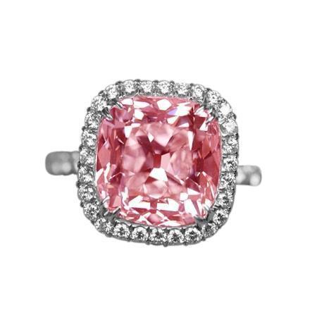 4.50 Ct. Pink Sapphire Cushion Diamond Ring - Gemstone Ring-harrychadent.ca