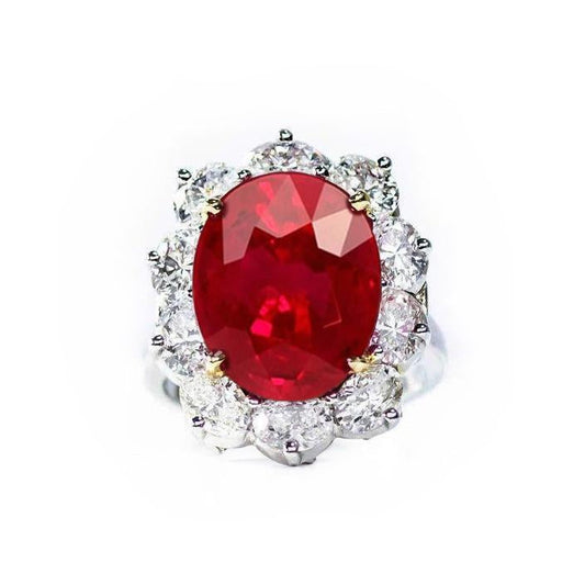 4.55 Carats Ruby And Diamond Ring Women Jewelry Gold 14K - Gemstone Ring-harrychadent.ca