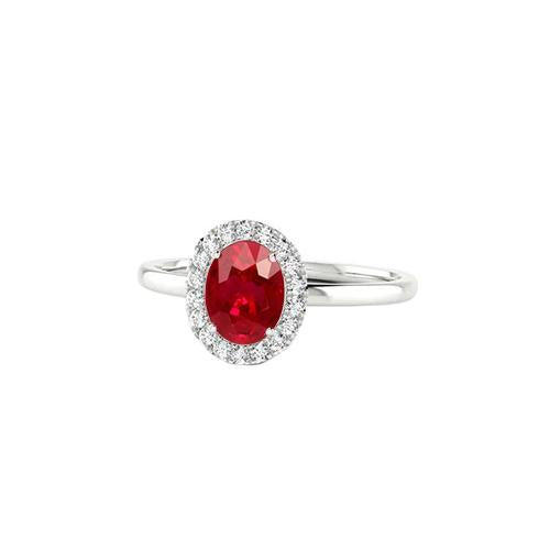 4.55 Carats Ruby With Diamonds Ring Prong Set White Gold 14K - Gemstone Ring-harrychadent.ca