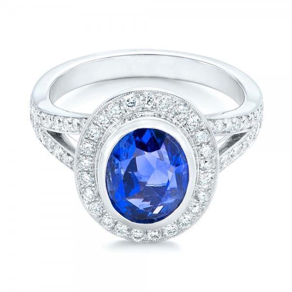 4.60 Carats Sri Lanka Blue Sapphire & Diamonds Wedding Ring - Gemstone Ring-harrychadent.ca