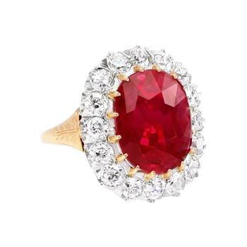 4.70 Ct Oval Ruby With Diamonds Ring Two Tone Gold 14K - Gemstone Ring-harrychadent.ca