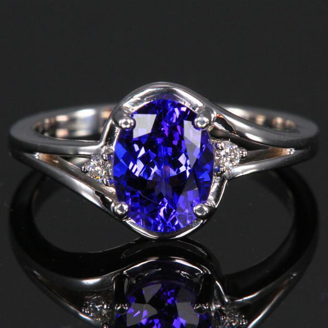 5.10 Ct Oval Cut Tanzanite Ring With Diamond Jewelry White Gold 14K - Gemstone Ring-harrychadent.ca