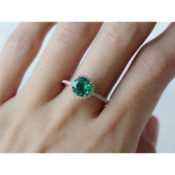 5.25 Ct Green Emerald With Natural Earth Mined Diamond White Gold 14K