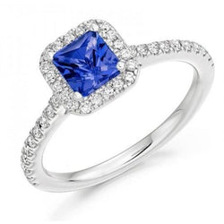 5.30 Carats Tanzanite With Natural Earth Mined Diamonds Ring 14K White Gold