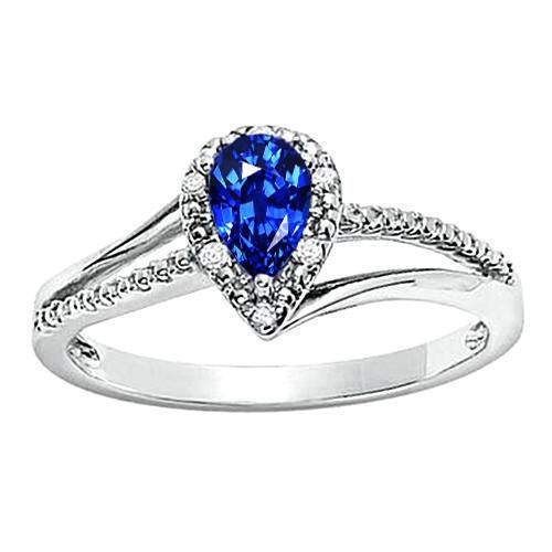 5.36 Carats Pear Aaa Ceylon Sapphire Diamonds Anniversary Ring - Gemstone Ring-harrychadent.ca