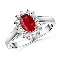 5.5 Carats Oval Cut Ruby Natural Earth Mined Diamond Ring White Gold Lady Jewelry