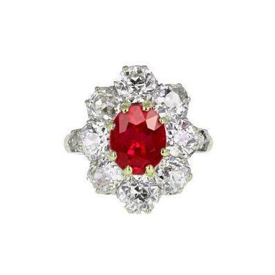 5.75 Carats Oval Cut Ruby And Diamond Ring Two Tone Gold 14K - Gemstone Ring-harrychadent.ca