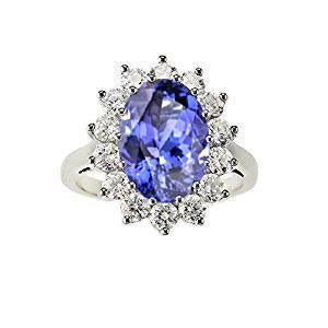 5.80 Ct Blue Tanzanite With White Diamonds Ring Gold - Gemstone Ring-harrychadent.ca