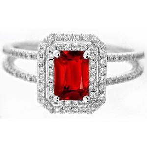 5 Carats Emerald Cut Ruby And Diamond Ring White Gold 14K Jewelry - Gemstone Ring-harrychadent.ca