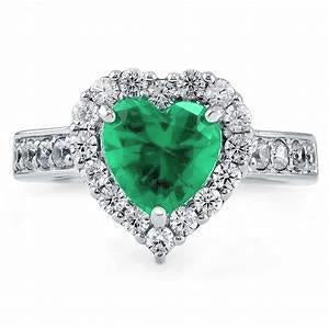 5 Carats Heart Cut Green Emerald And Diamond Ring White Gold 14K - Gemstone Ring-harrychadent.ca