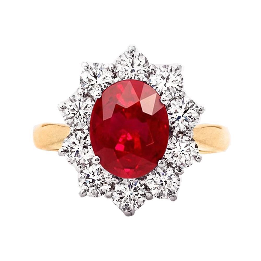 5 Ct Round Cut Natural Ruby With Diamonds Ring 14K Gold - Gemstone Ring-harrychadent.ca