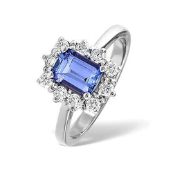 6.20 Carats Tanzanite And Diamonds Ring White Gold 14K