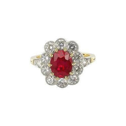6.25 Carats Prong Set Ruby And Natural Earth Mined Diamonds Anniversary Ring