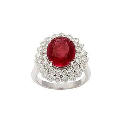 6.25 Ct Oval Cut Ruby With Natural Earth Mined Diamonds Ring White Gold 14K
