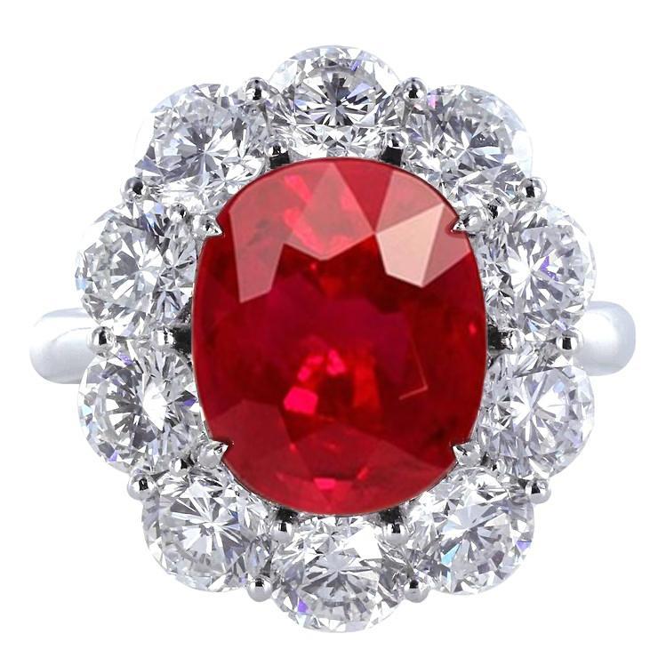 6.5 Ct Ruby With Diamond Wedding Ring White Gold 14K Fine Jewelry - Gemstone Ring-harrychadent.ca