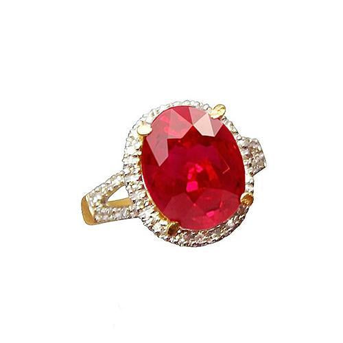 6.50 Carats Ruby And Diamond Ring Fine Jewelry 14K Yellow Gold - Gemstone Ring-harrychadent.ca