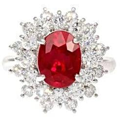 6.50 Ct Natural Red Ruby With Diamonds Ring White Gold - Gemstone Ring-harrychadent.ca