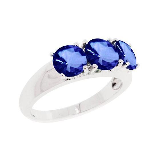 6 Carat Blue Tanzanite Ring White Gold 3 Stone Gemstones New - Gemstone Ring-harrychadent.ca