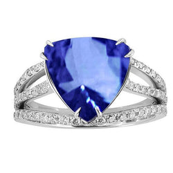 6 Carat Trillion Sri Lanka Sapphire Diamonds Ring Jewelry