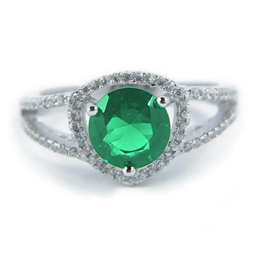 6 Carats Round Shape Green Emerald With Diamond Ring Gold - Gemstone Ring-harrychadent.ca