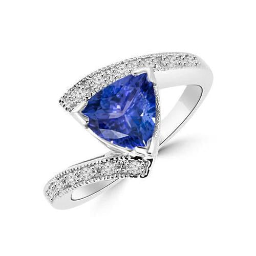 7.25 Ct Solitaire With Accent Tanzanite With Diamonds Ring 14K Gold - Gemstone Ring-harrychadent.ca