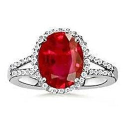 7.50 Ct Natural Earth Mined Diamond And Red Ruby Gem-Stone Ring Jewelry 14K White Gold 14K