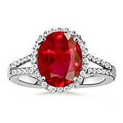 7.50 Ct Diamond And Red Ruby Gem-Stone Ring Jewelry 14K White Gold 14K - Gemstone Ring-harrychadent.ca