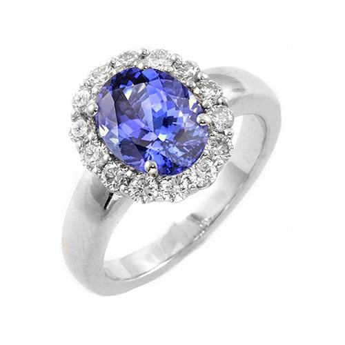 7.50 Ct Oval Tanzanite With Diamonds Wedding Ring Gold White 14K - Gemstone Ring-harrychadent.ca