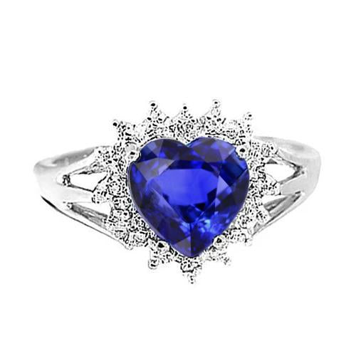 7.61 Ct Heart Sri Lanka Blue Sapphire And Diamonds Ring - Gemstone Ring-harrychadent.ca