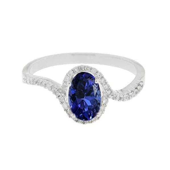 7.75 Carats Blue Tanzanite Wedding Ring White Gold 14K - Gemstone Ring-harrychadent.ca