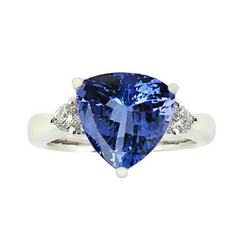 7 Carat Tanzanite & Diamond Three Stone Ring White Gold 14K - Gemstone Ring-harrychadent.ca