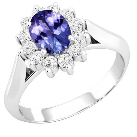 8.25 Carats Tanzanite With Diamonds Wedding Ring White Gold 14K - Gemstone Ring-harrychadent.ca