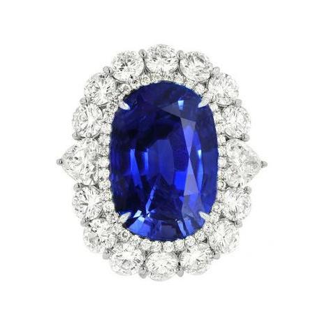 8.50 Carats Blue Sapphire Diamond Wedding Ring White Gold 14K - Gemstone Ring-harrychadent.ca