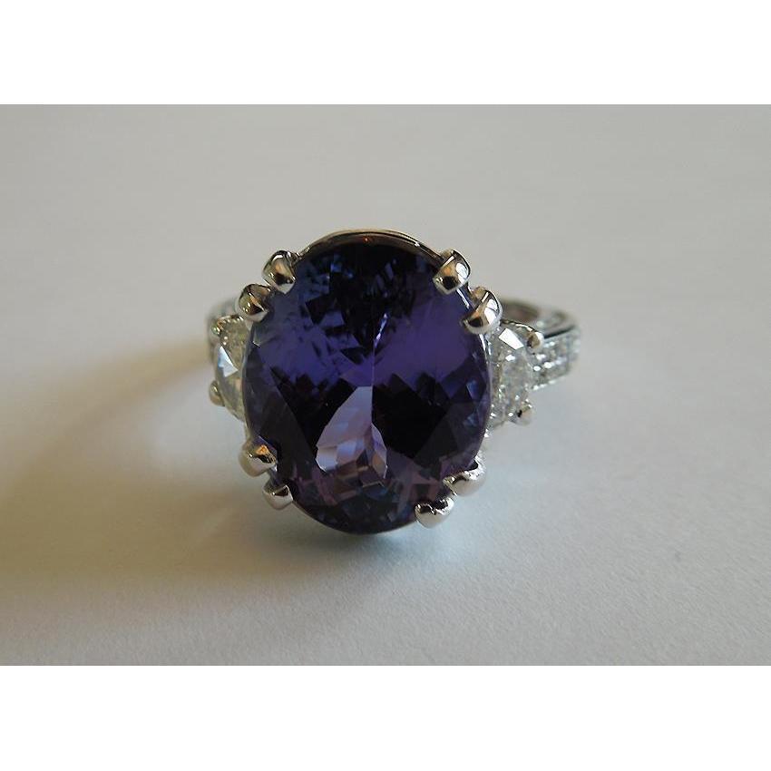 8.51 Ct Wedding Ring Oval Tanzanite Diamonds White Gold 14K - Gemstone Ring-harrychadent.ca