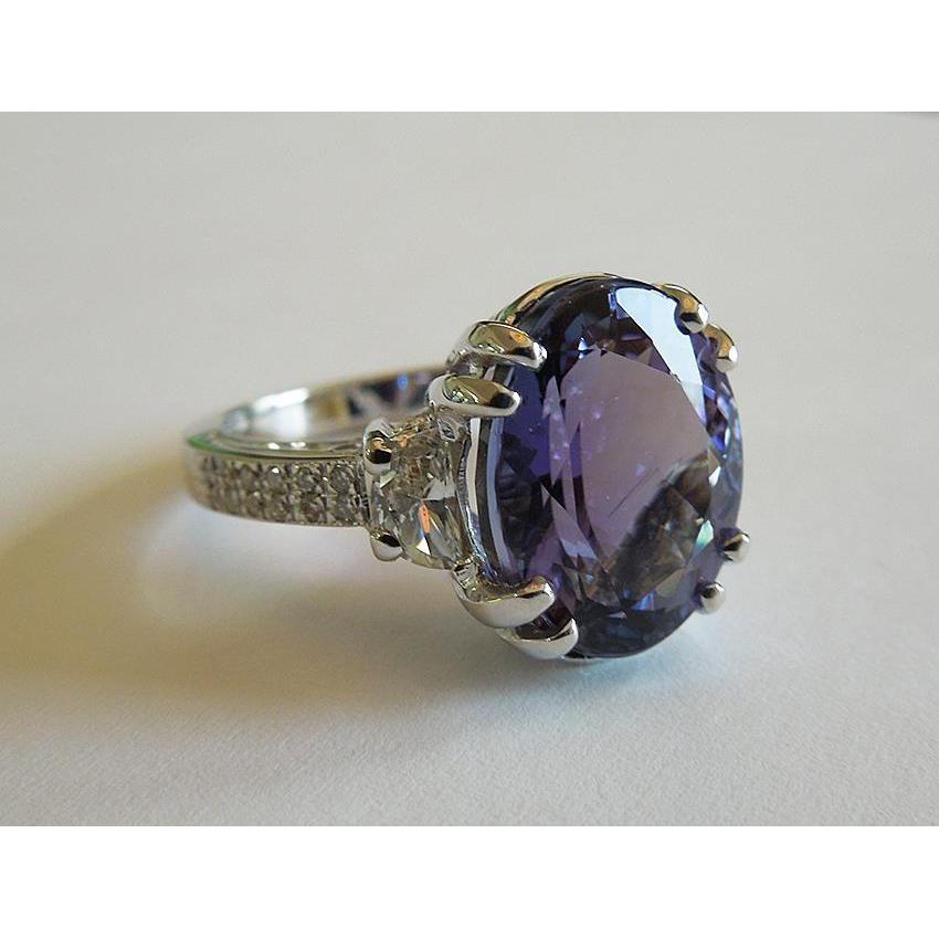 8.51 Ct Wedding Ring Oval Tanzanite Diamonds White Gold 14K - Gemstone Ring-harrychadent.ca